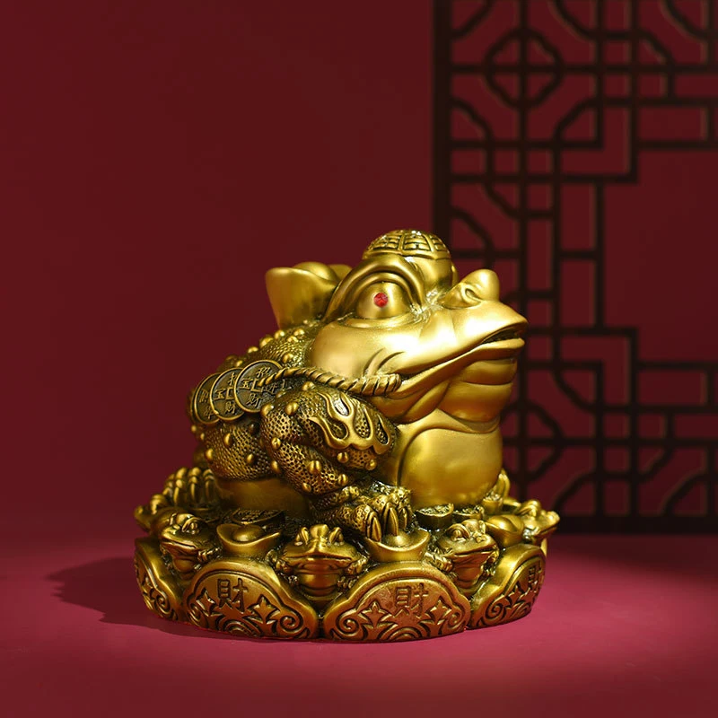 Copper Ornament, Three-Legged Golden Toad For Wealth Prosperity, Treasure Bowl, Home Living Room, Company, And S