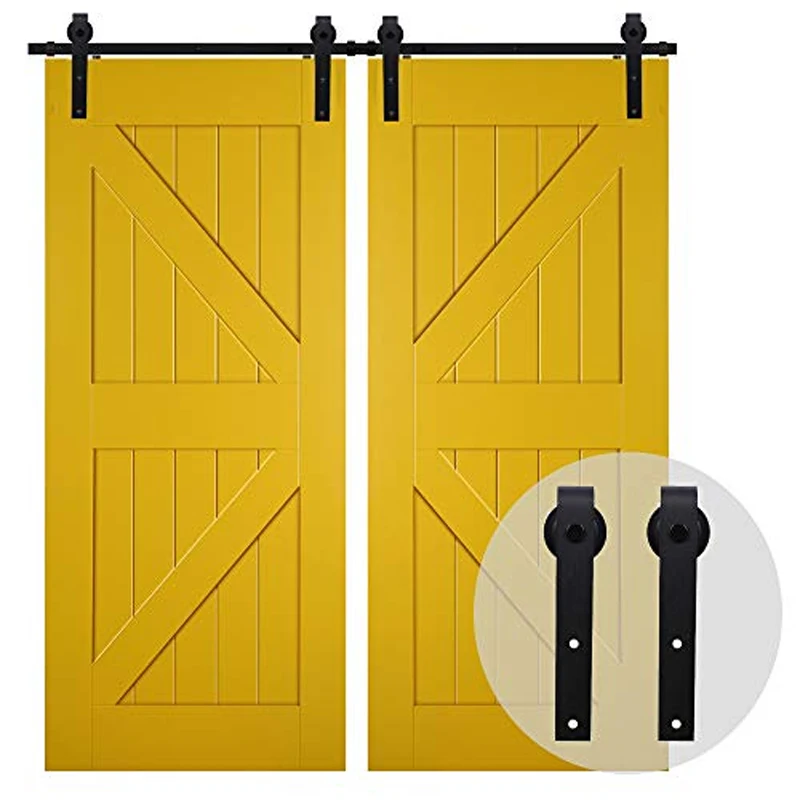 CCJH Warehouse Door Slide Rail Wardrobe Silent Moving Flat Head Pulley 6.6 Foot Double Door with Pulley Stop Hardware Accessorie