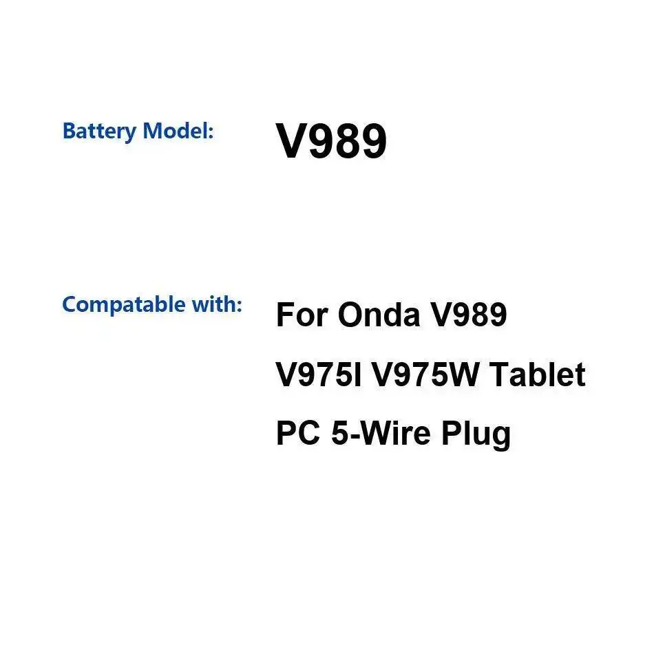 

Для Onda V989 V975I V975W 5-проводной аккумулятор для ноутбука 9000 мАч надежный источник питания