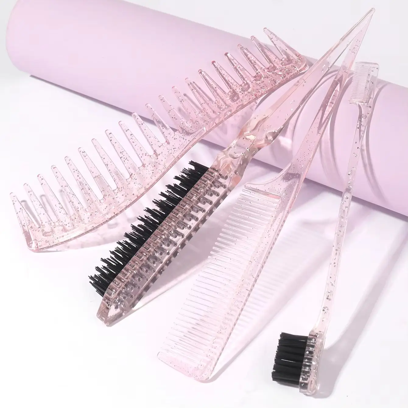 4-teiliges Kristall-Haarbürsten- und Kammset, trockenes und nasses Haar, geeignet für alle Haartypen für Haar-Accessoires