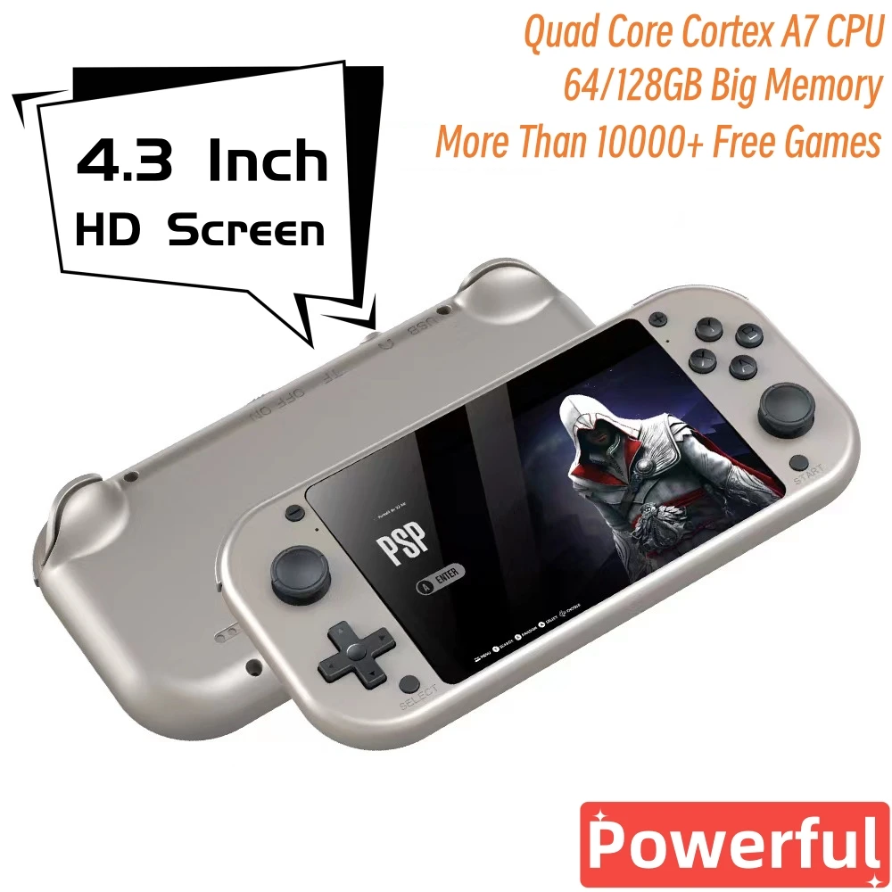 Console de jeu portable M17, écran HD 4.3 pouces, système Core EmuELEC, façade, déterminer le lecteur de jeu, 64 Go, 128 Go, 10000 jeux gratuits, le