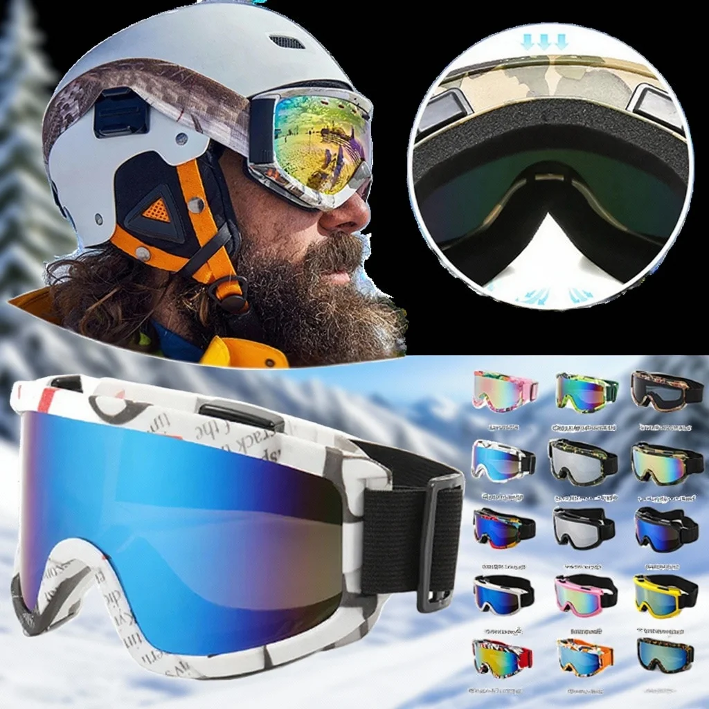 

Лыжные очки для сноуборда с большой оправой и защитой от столкновений с яркими линзами для занятий спортом на мотоцикле на открытом воздухе