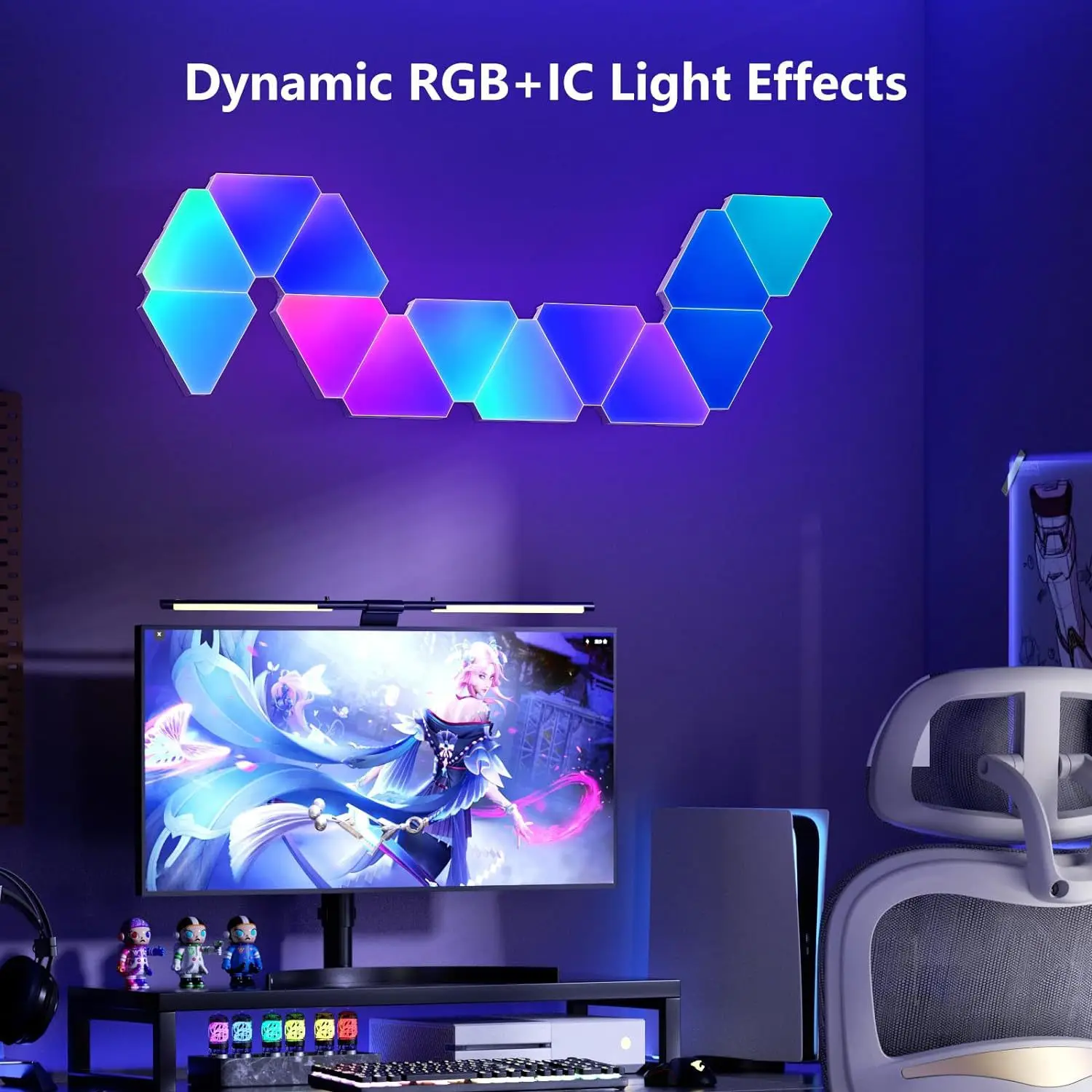 Imagem -04 - Rgb Triangle Wall Led Light Lâmpada Quantum Faça Você Mesmo Jogo Luzes Ambientais Controle Remoto Wi-fi Pickup Music Sync Decoração de Loja