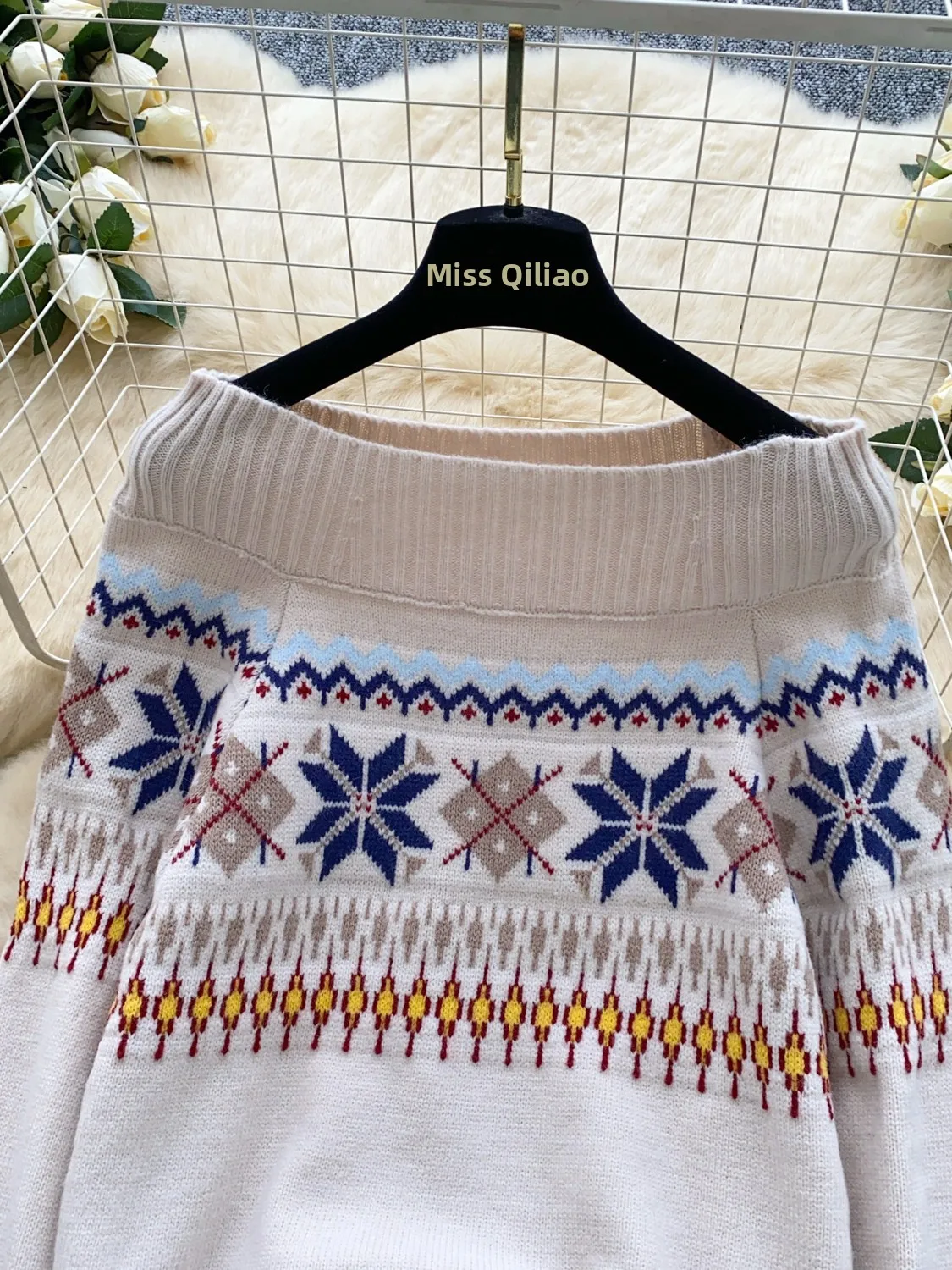 فضفاض محبوك سترة المرأة oulder Baring مطبوعة التخسيس الشتاء Faion عادية تنوعا طويلة Sve V-Ne سترة