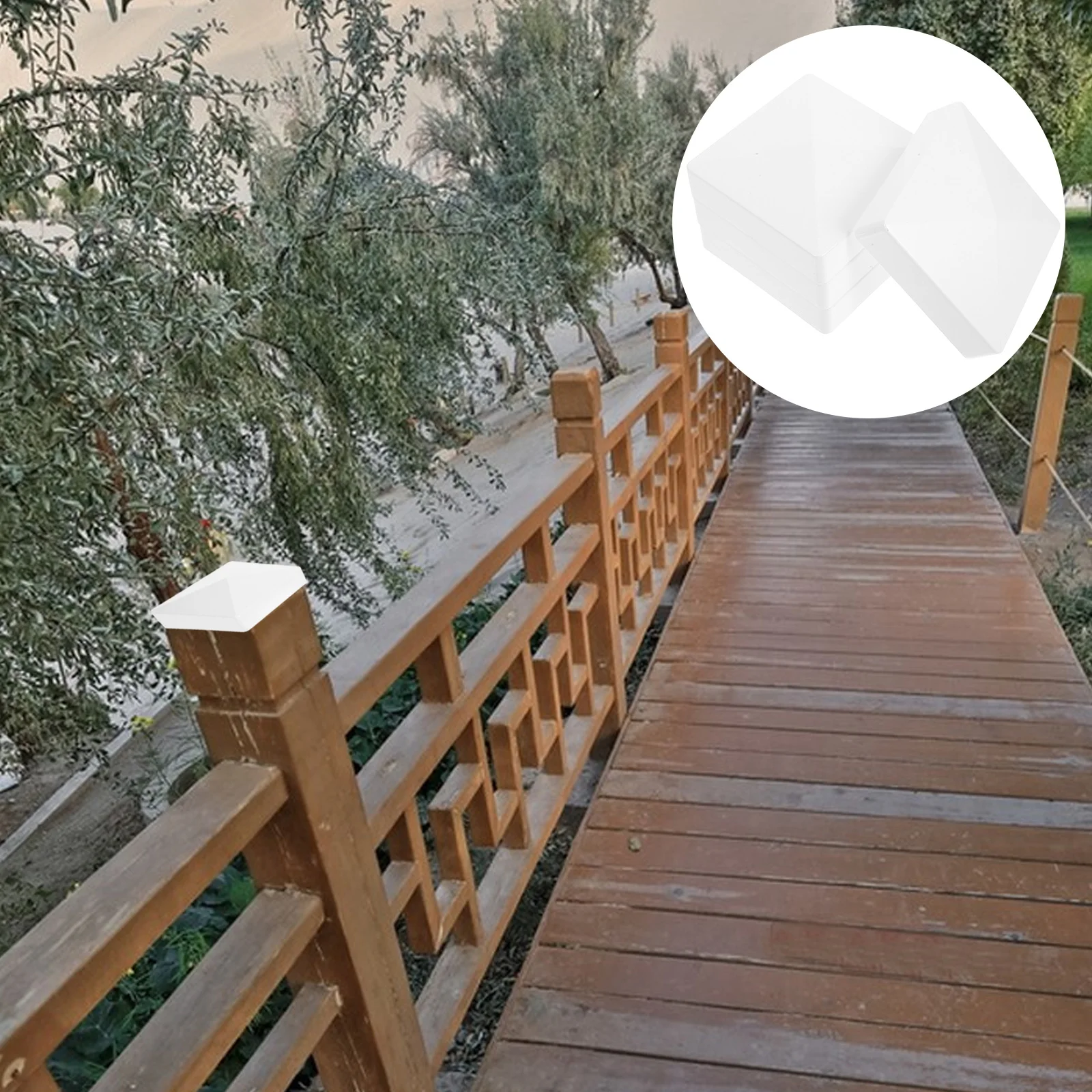 

4pcs Fence Post Cap Decorative Crack-resistant Abs Decking Fence Tops Vinyl Covers Durable Waterproof Stain Resistant Outdoor