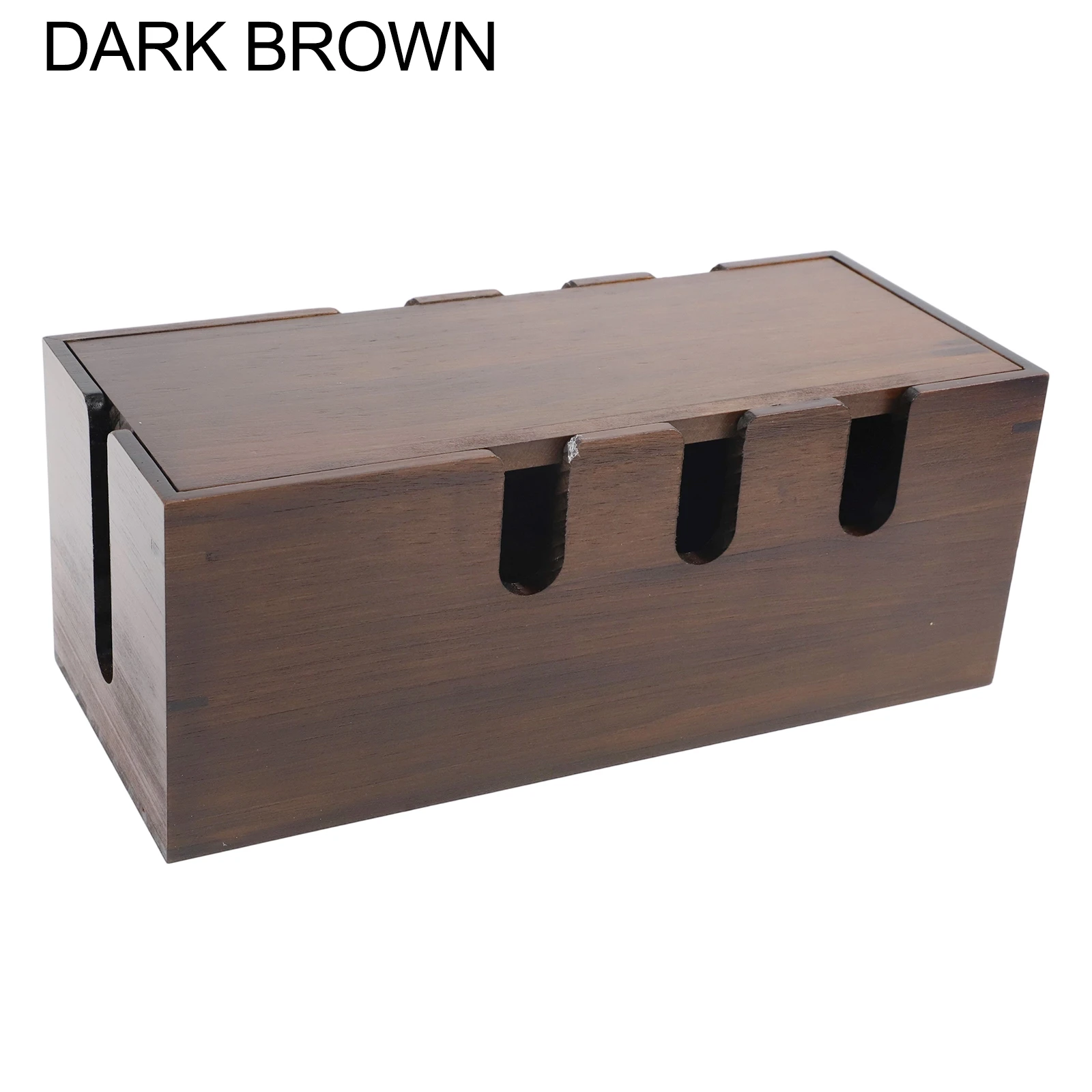 Multifunctional Wooden Storage Box for Organizing Electronic Devices Cords and Accessories with Stylish Solid Wood Design
