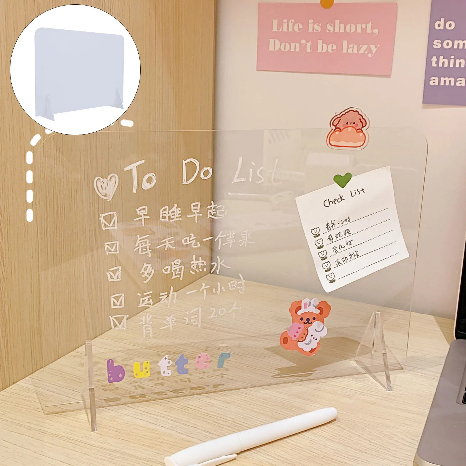 1Pcs Message Board Clear Acrylic Children Sketch Board Reusable Writing Panel for School Home Office Graffiti Drawing Activity