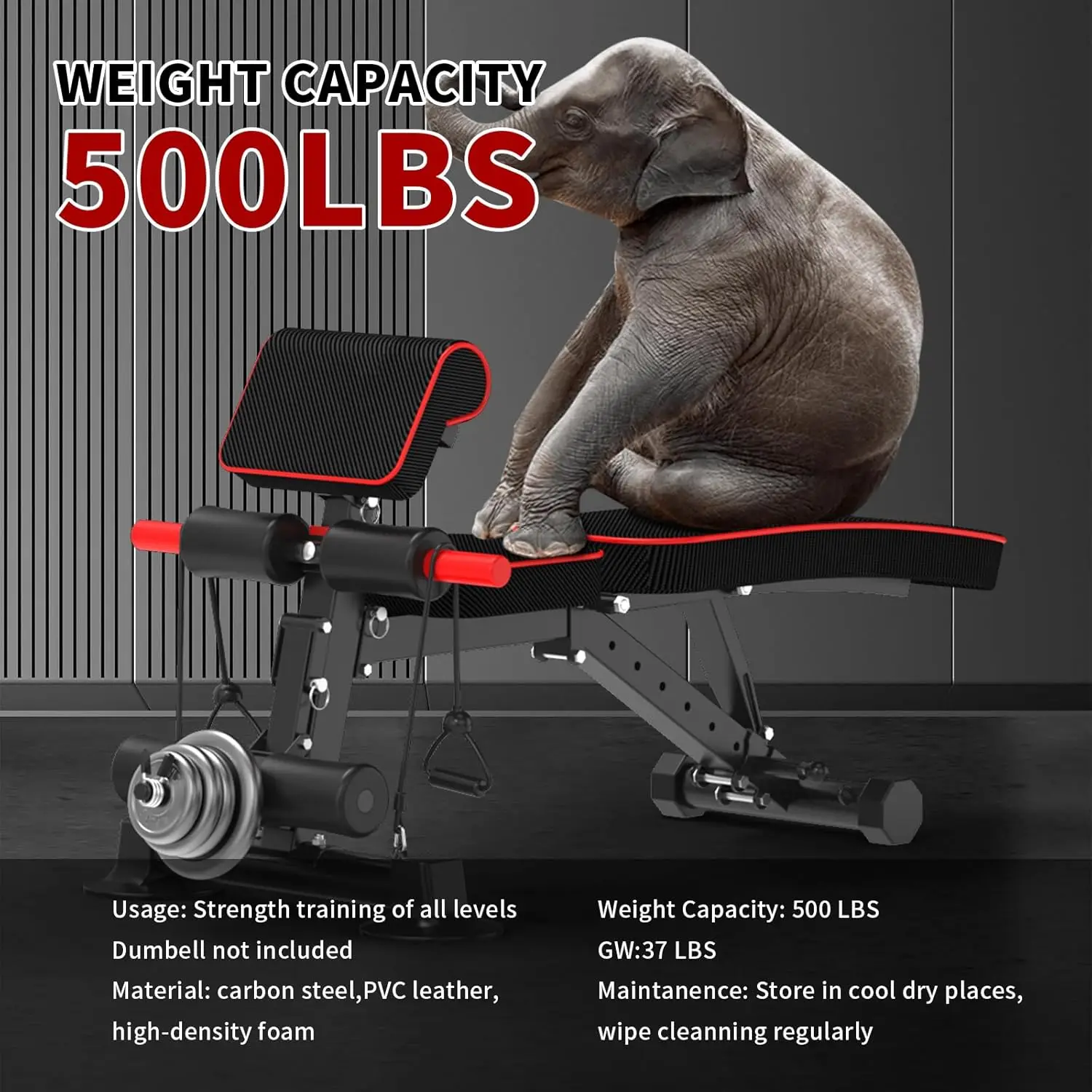 Weight Bench,Utility Workout Bench Foldable Incline Decline Benches for Home Gym Full Body Workout,Load 600LBS