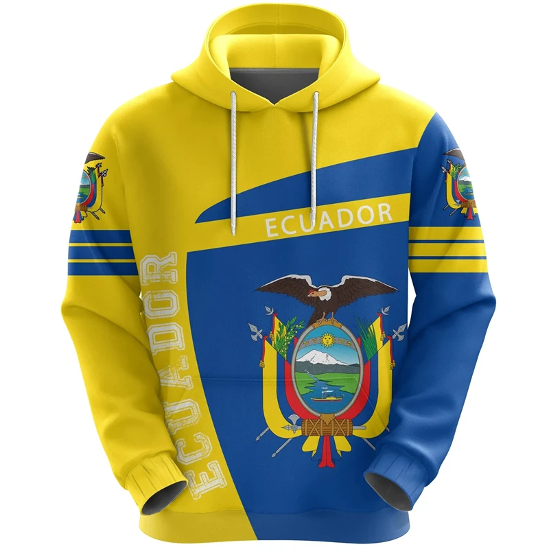 

Ecuador Flag Map Graphic Sweatshirts Ecuadorian National Emblem Hoodies For Men Clothes Casual Male Hoody Sport Pullovers Tops