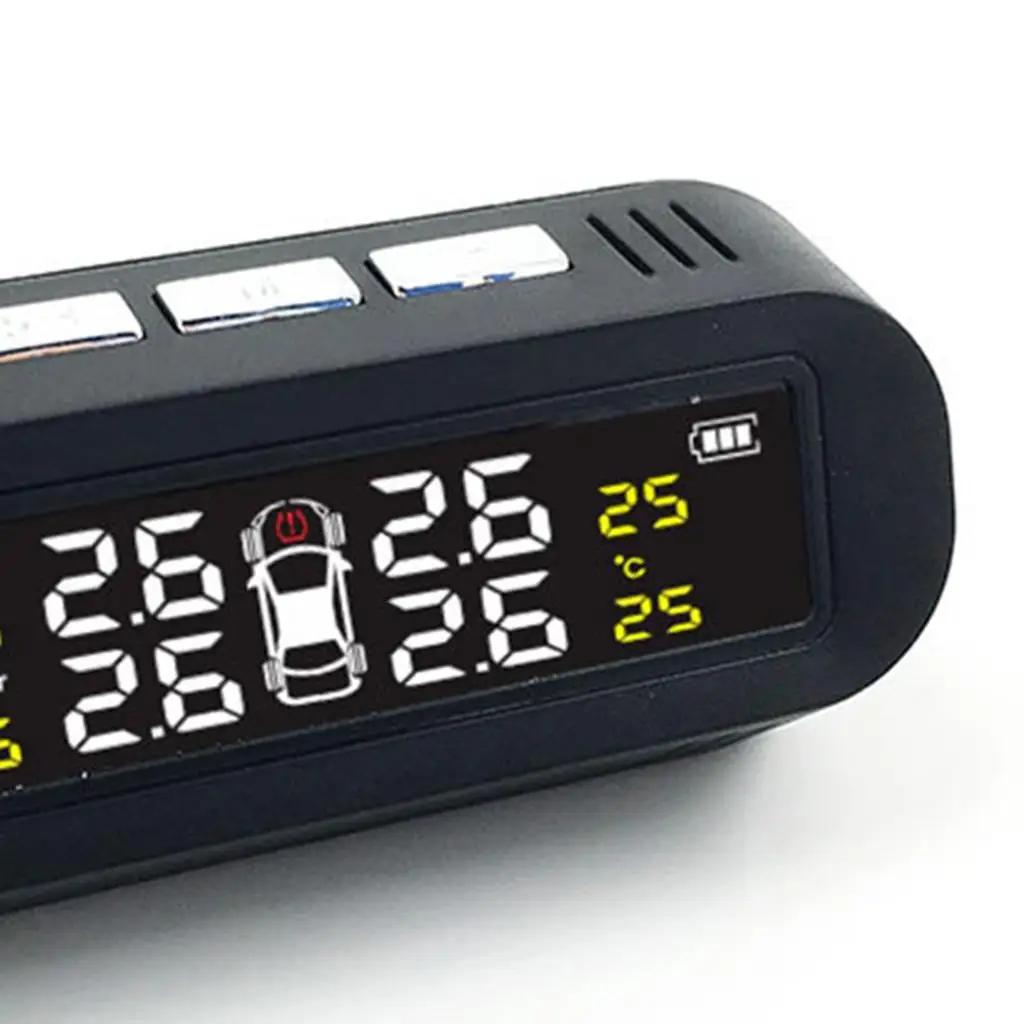 

Tire Pressure Indicator Wireless TPMS Alarm System with LCD Screen and USB Solar Power for Safe Driving Experience