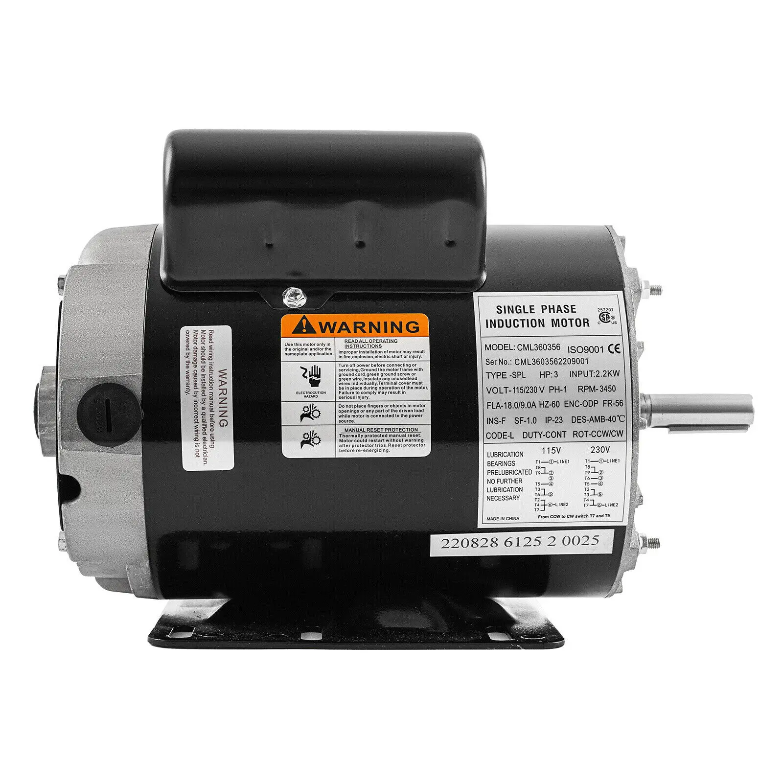 Imagem -04 - Motor Elétrico do Compressor de ar para o Automóvel Rotação Monofásica Eixo Keyed Rotação do Ccw do cw 230v 3450rpm 8