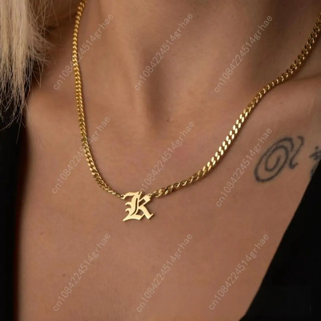 Custom Initials Necklace, Gold - Plated Personalized Pendant, Stainless Steel Chain, Trendy Letter Jewelry for Women, Ideal Gift