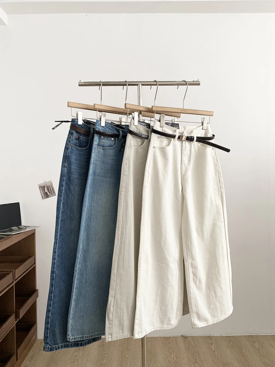 

Spring 2026 High Waist Loose Casual Denim Jeans Women's Slimming Straight Leg Pants Floor-Length Trousers Korean Style