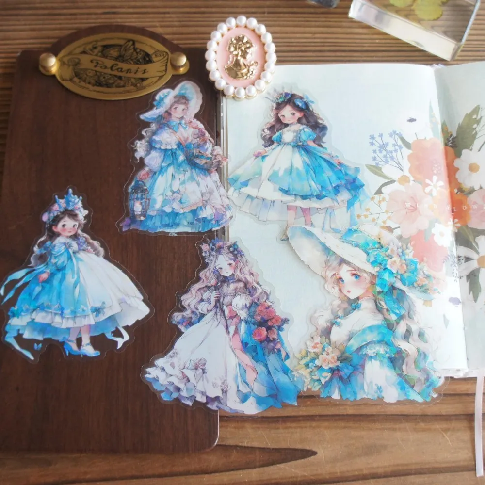 

5 Pcs Laser Diamond Pattern Princess in Formal Attire Design PVC Sticker Gift Tag Decoration Scrapbooking DIY