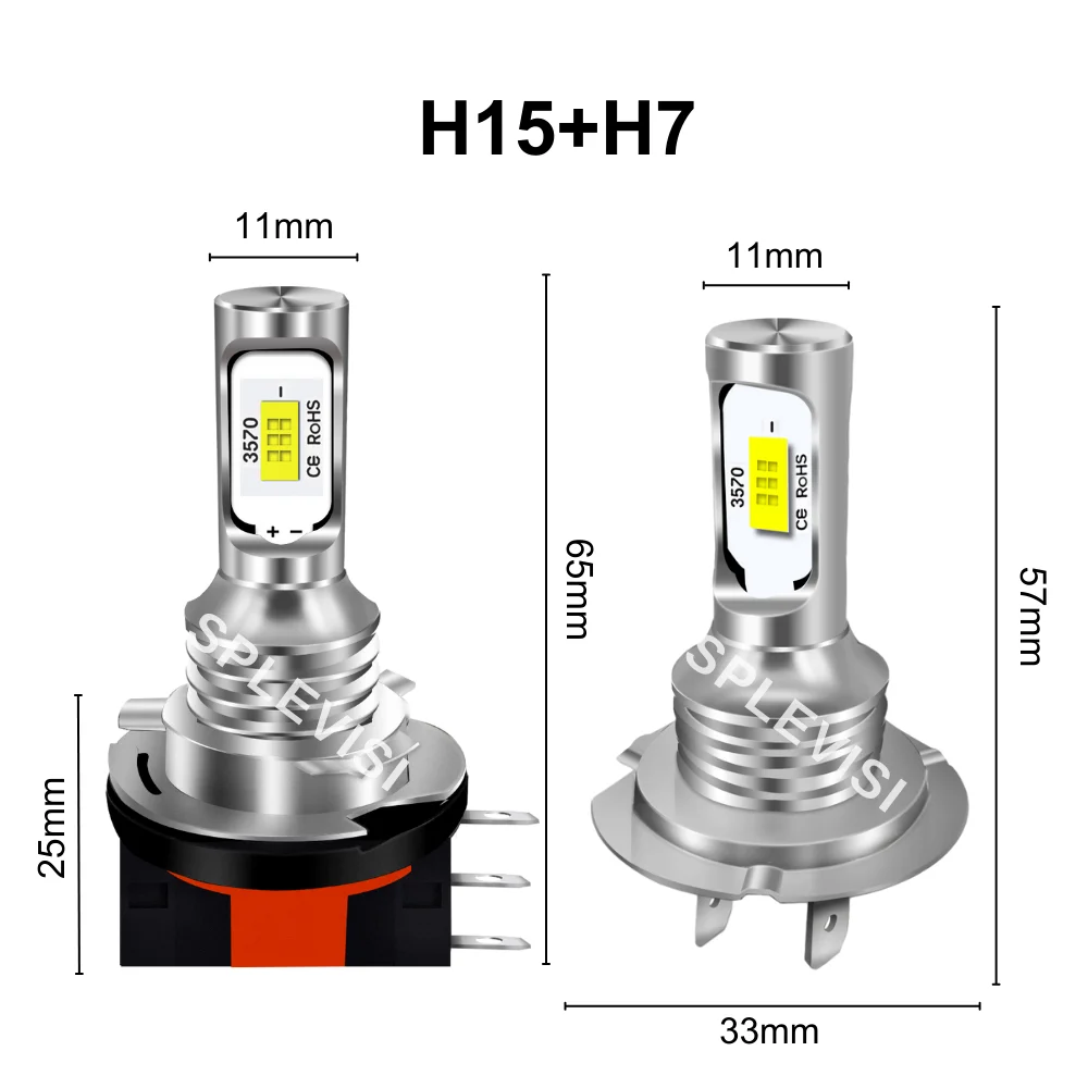 Luz diurna de feixe alto e baixo, LED branco mais brilhante, H15, H7, 9V-24V, Ford Ranger MK3, 2015, 2016, 2017, 2018, 2019, 2020