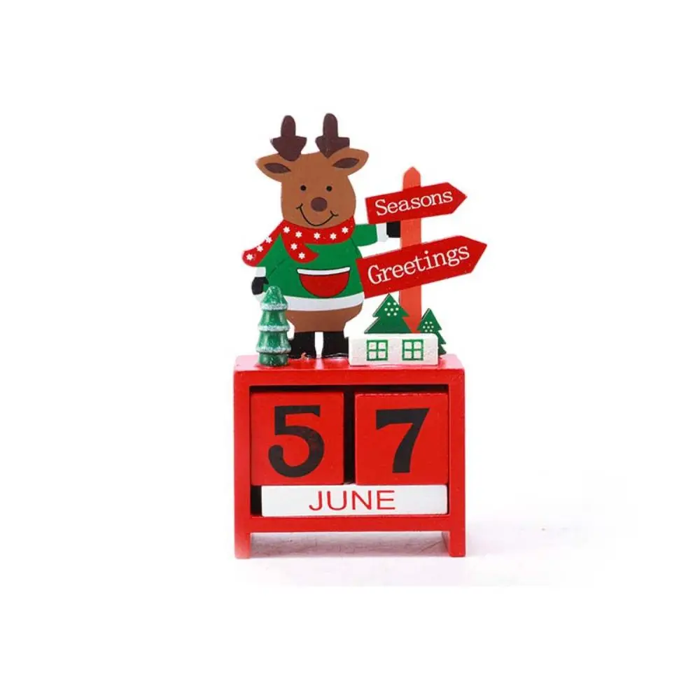 Countdown Christmas Winter Wooden Ornament Reindeer Snowman Christmas Calendar Decoration Exquisite Cute Party Table Centerpiece