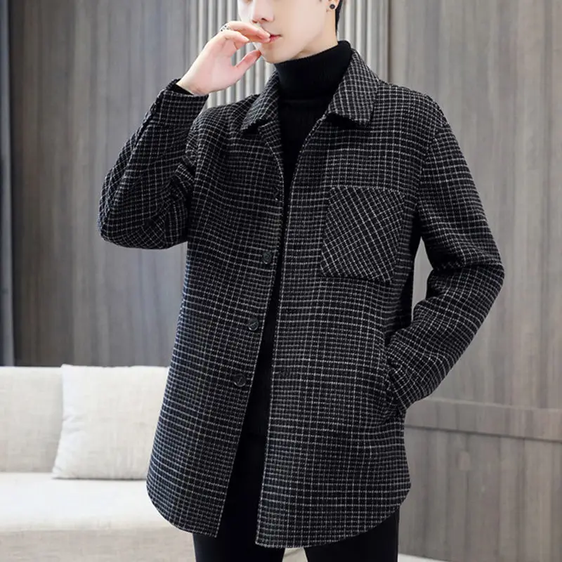 

Mens Plaid Jackets 2022 Men Wool Coat Jacket Outwear Casual Slim Fit Thicker Jackets High Quality Steetwear Windbreaker G88