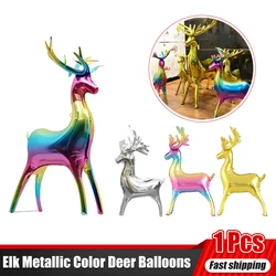 1Pc Christmas Elk Metallic Color Deer Balloons Standing Animal Foil Balloon Kids Inflatable Toys Party Decor Chiden Gifts