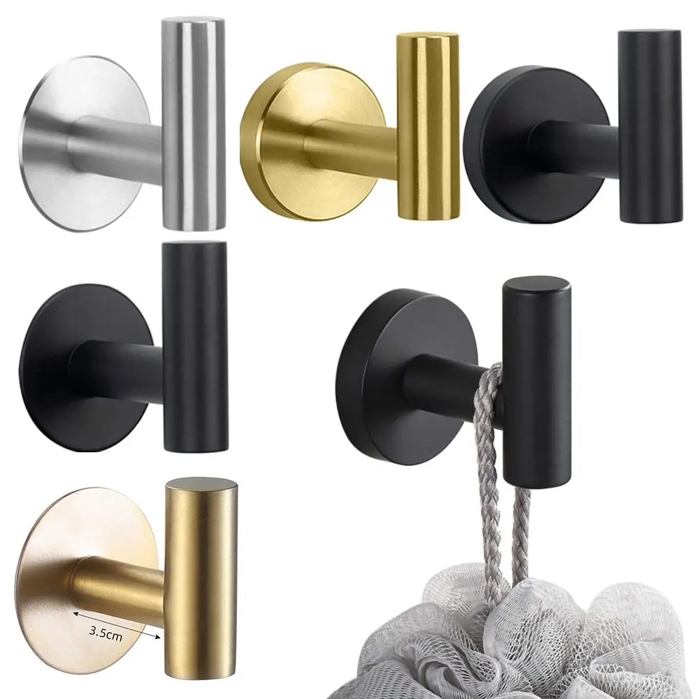 304 Stainless Steel Hanging Rack Self-Adhesive Keys Holder Bathroom&Kitchen Wall Hanger Robe Hook Decor Hook For Clothes Bag Hat