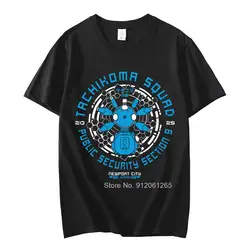 Retro Ghost In The Shell T-Shirt for Men Cotton T Shirt Short Sleeve Japan Gits Anime Manga Tachikoma Squad Walker Robots Tees