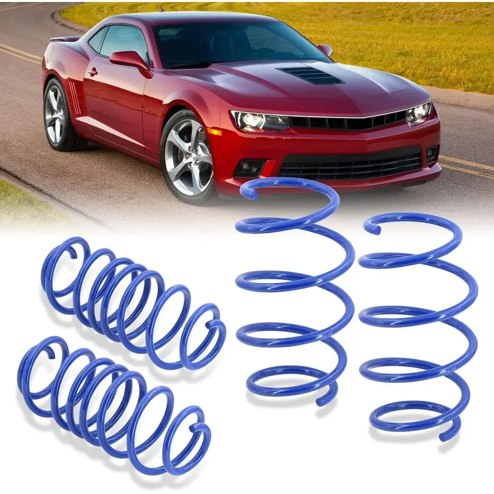 

Front & Rear Suspension Drop Lowering Sport Springs Kit Blue, Compatible with 6.2L V8 SS ZL1 2010-2015