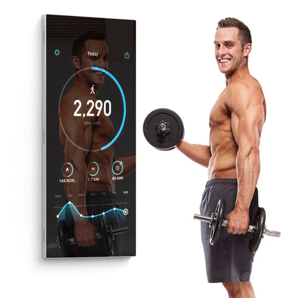 Magic wall mounted interactive exercise mirrors wifi android touch screen lcd smart fitness mirror