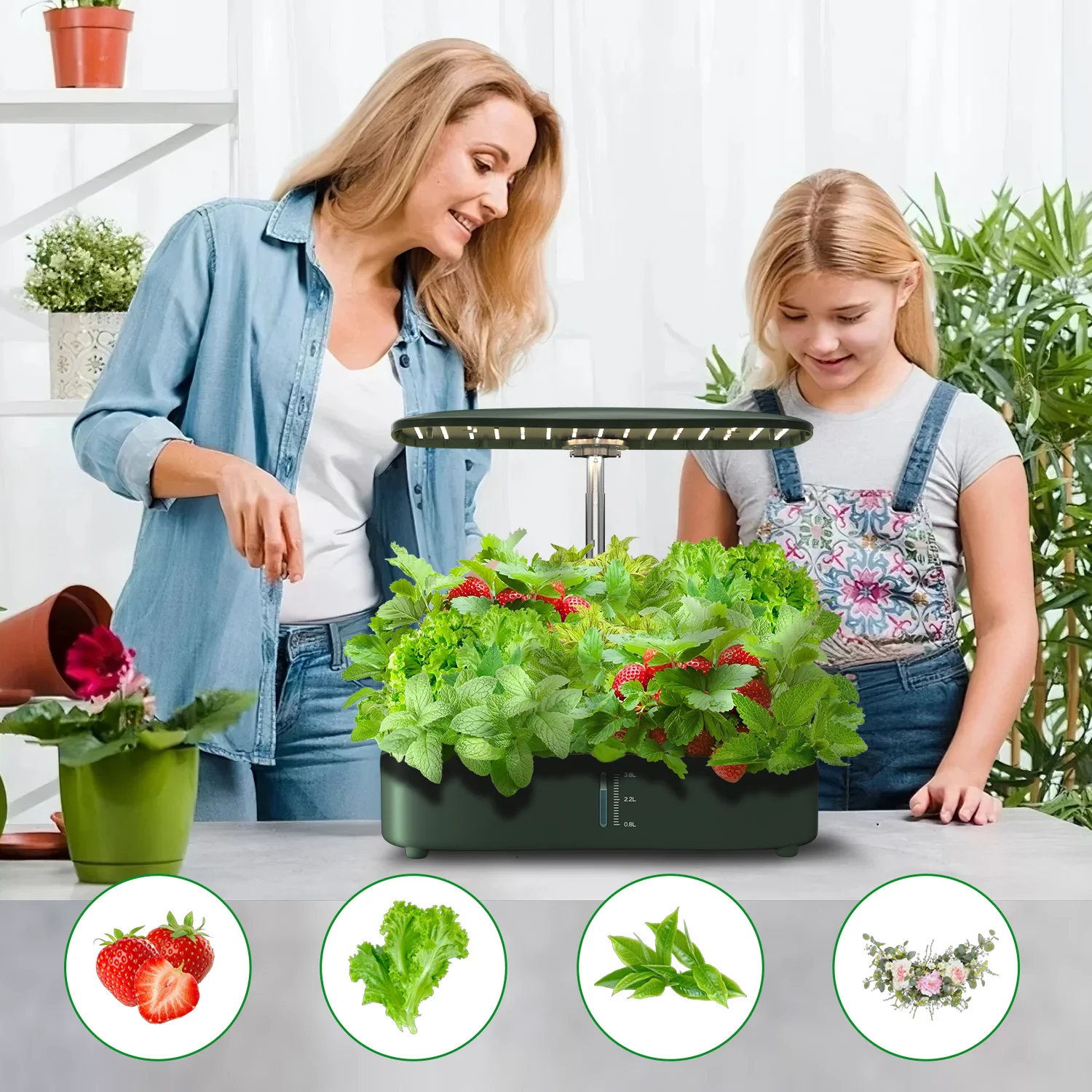 Hydroponic with Automatic Water Pump Ultimate 12-Pod Indoor Garden 24W LED Smart Touch