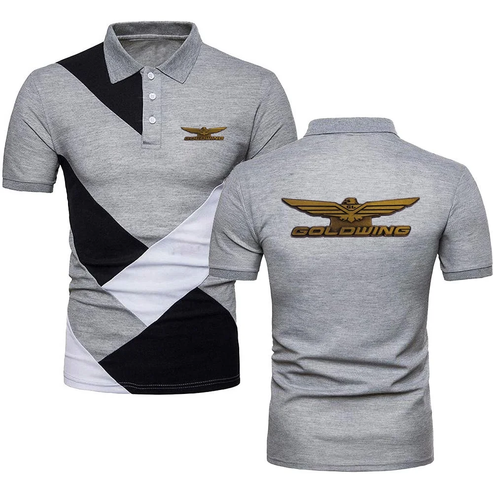 Polo Shirts Goldwing GL1800 Japan Motocycles Lapel TShirts Short Sleeve POLOS Men Breathable Mesh Cotton Patchwork Color Polos