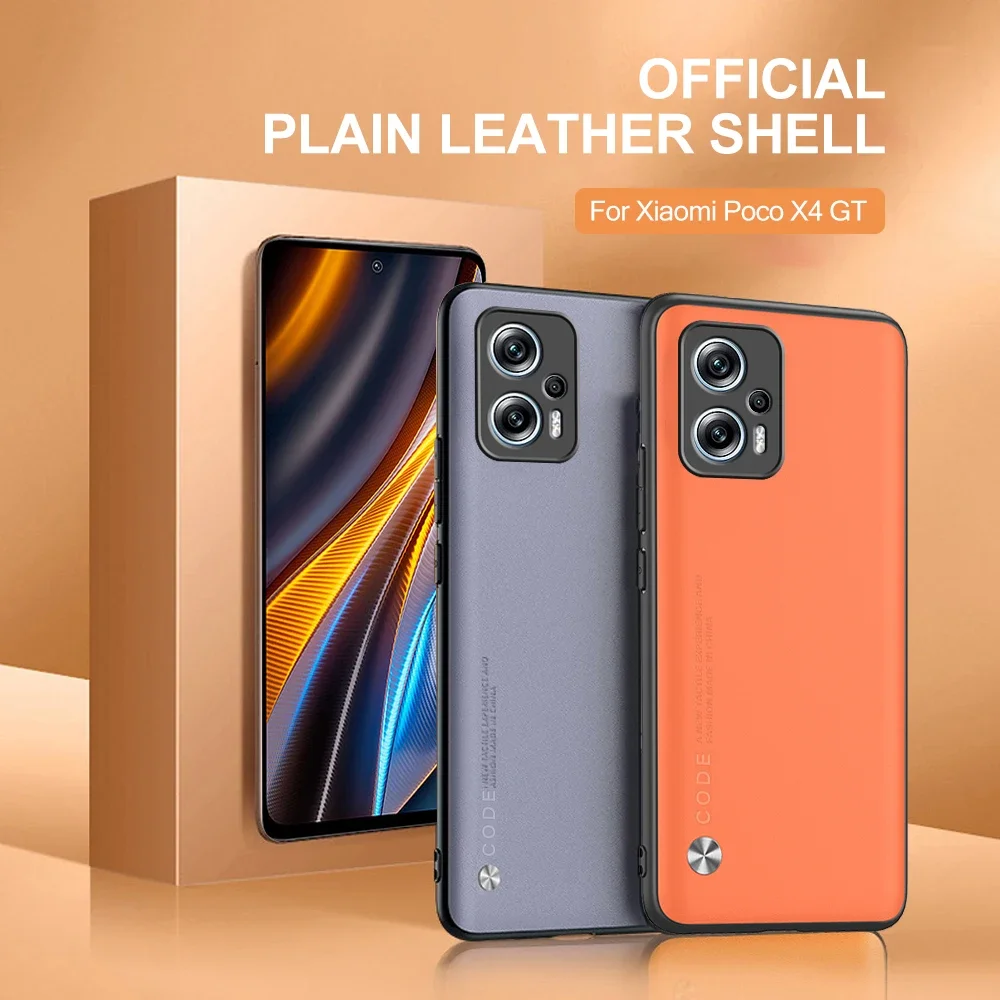Casing pelindung tekstur kulit polos mewah, untuk Poco X4 GT 5G silikon lembut Anti jatuh PocoX4 Pocco X4 4X 4 GT X4GT Cover Coque
