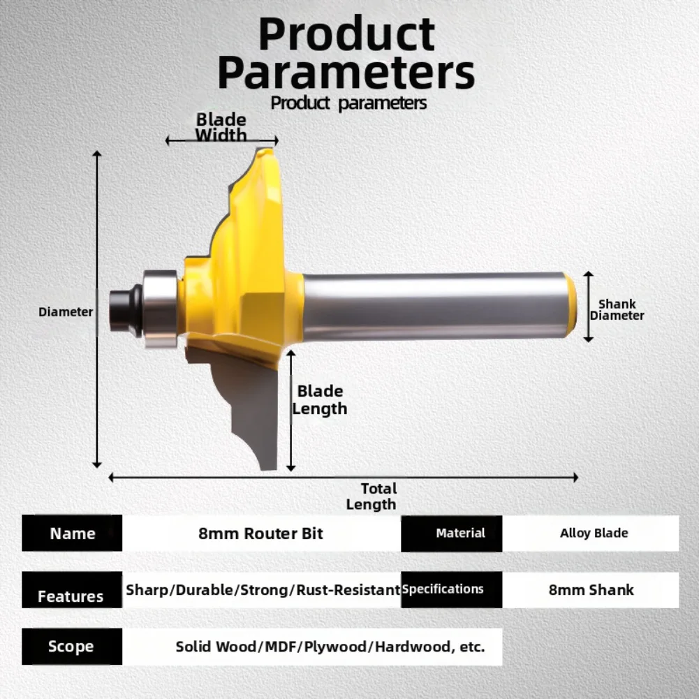 1 قطعة 8 مللي متر عرقوب الزاوية التقريب راوتر بت مقعر قاطعة المطحنة حافة مستديرة المتقلب الرومانية Ogee تحمل راوتر بت النجارة أيضا