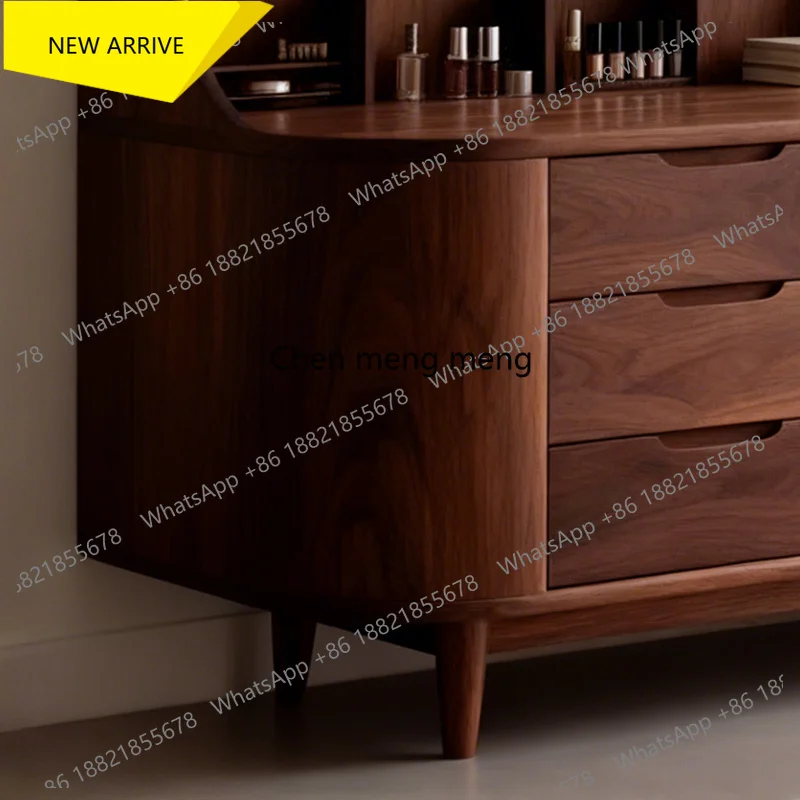 

M138 комод из цельного дерева черного ореха, главная спальня, простой высококачественный шкаф для хранения, столик для макияжа, встроенный девять сундуктов