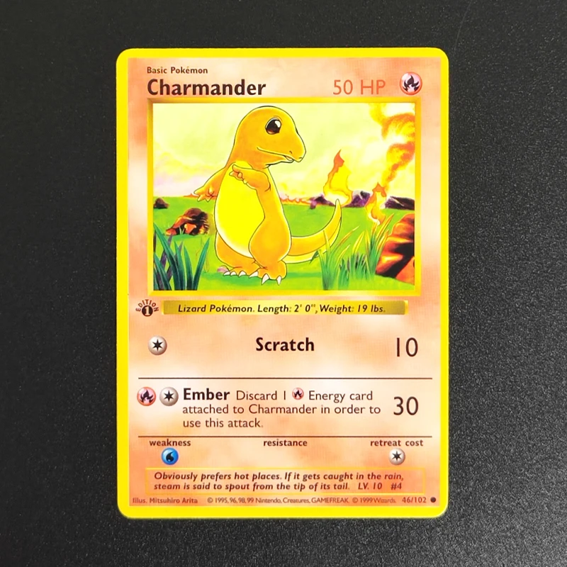 

Proxy 1999 P.M SPANISH CHARMANDER 1ST EDITION 46 CHARMELEON Collectibles Card RARE Single Card Classic Game Anime Cards Toys