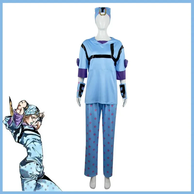 DY20Jonathan Joestar Косплей Аниме Невероятные приключения ДжоДжо Костюм Парик Стальной шар Бег Синяя униформа Мужчина Женщина Карнавальный костюм для вечеринки