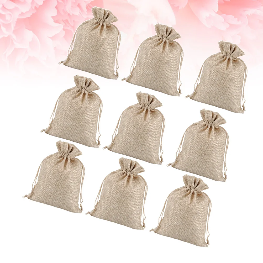 

12Pcs 15x20cm Dustproof Jewelry Storage Pouch Linen Drawstring Gift Bag Breathable Storage Container for Candies Cookies
