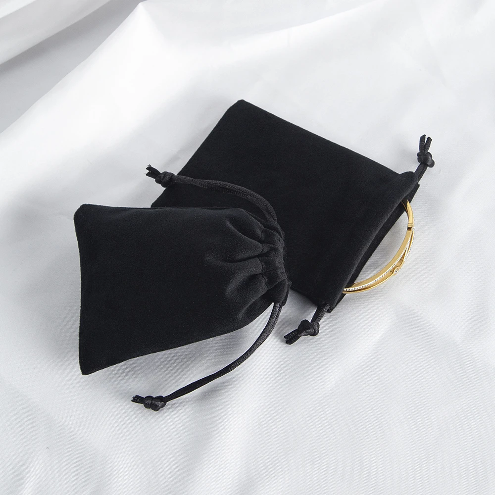 5Pcs/Lot Black Soft Velvet Jewelry Gift Bag Ring Earring Bracelet Pendnat Packaging Drawstring Pouch Wedding Party Portable Sack