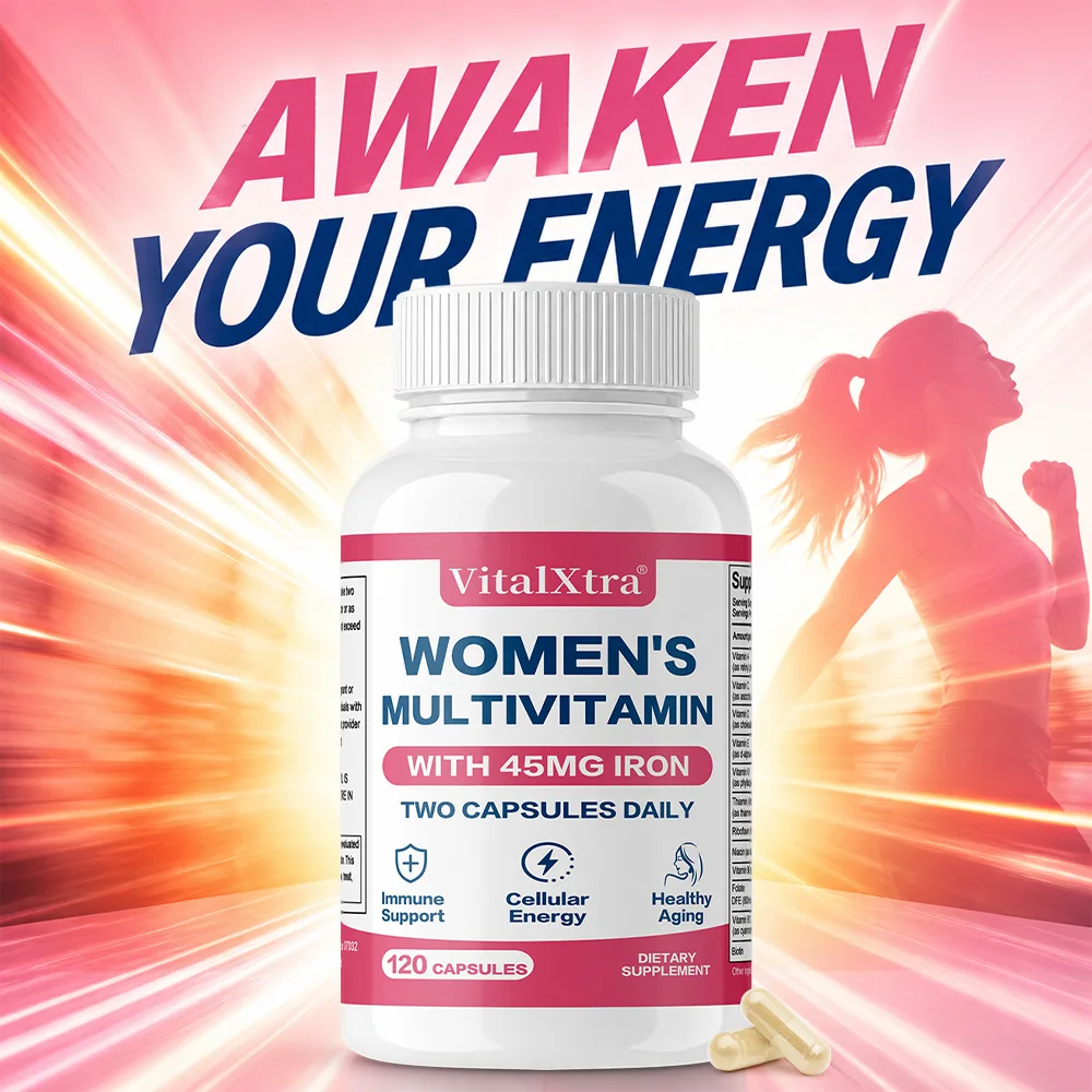 Women's Multivitamin & Multimineral Capsules, Vitamin A C E D K, Supports Energy Immunity Heart Joint Bone Skin & Mental Focus