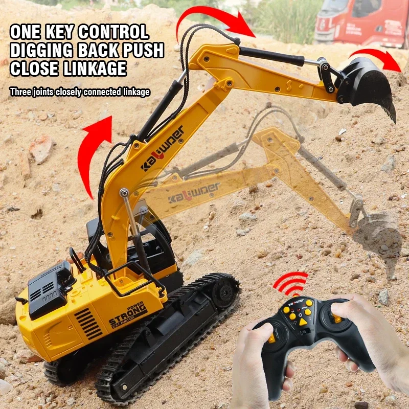 Huina Rc Excavator 1/24 9Ch Remote Control Cars Trucks Model Car Toy Alloy Plastic Simulation Construction Vehicle for Boys Kid