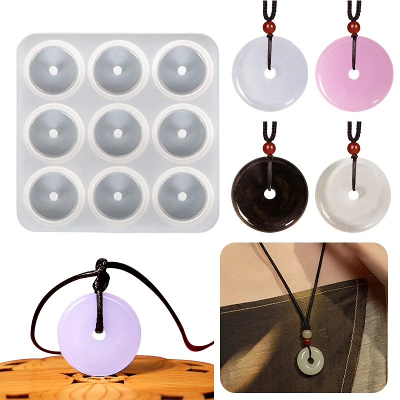 1pcs/lot DIY Glaze Imitation Jade Peace Buckle Pendants Epoxy Resin Mold for Bracelet Jewelry Accessories Silicone Mold