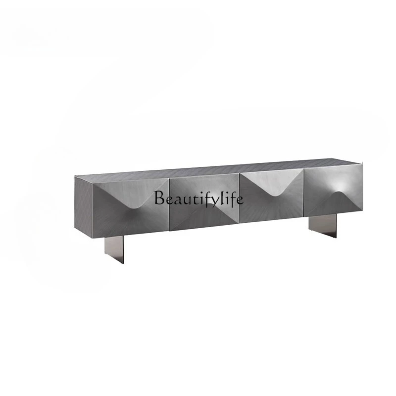 

TV cabinet living room household simple modern high-end simple light luxury suspended stainless steel bracket side cabinet