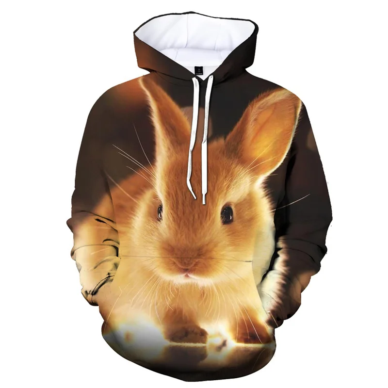 Animal 3D Printing Hoodie Cute Rabbit Pattern Sweatshirt Men Women Casual Long Sleeve Sports Pullover Autumn Children Hoodies