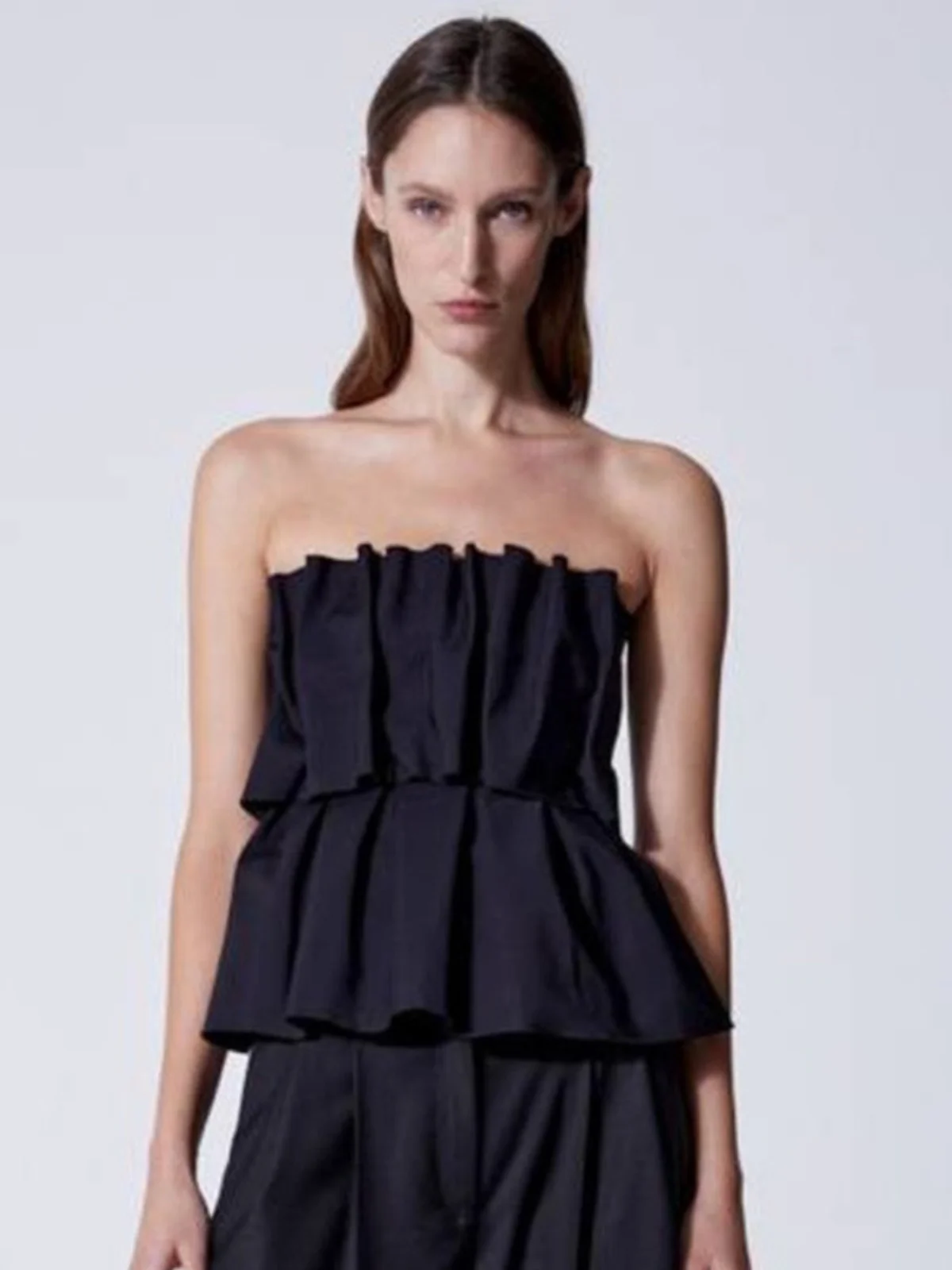 

Женский укороченный топ с рюшами, облегающий жилет, лето 2023, новинка Sle для поездок на работу, цельный цвет, обычная длина