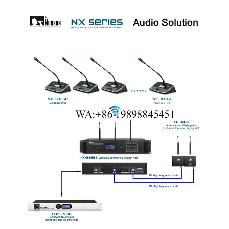 WMWMNU Rechargeable Wireless Conferencing Microphone Desktop With Speaker Earphone Input