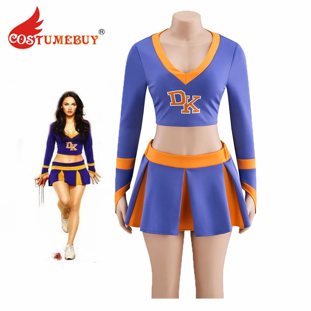 Jennifer's Body Cosplay Jennifer Check Cheerleader Costume High School Purple Cheerleading Uniform Girls Crop Top Skirt Suit