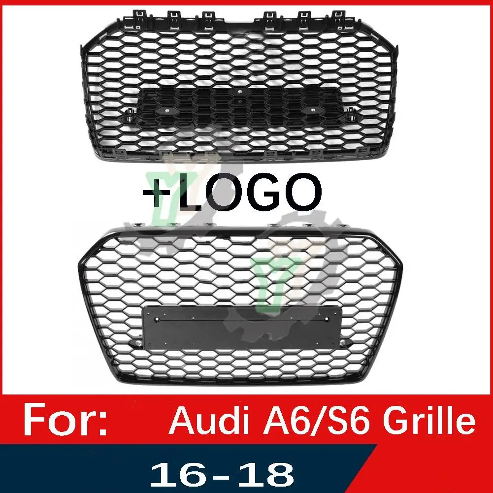 

For Audi A6/S6 2016 2017 2018 Car Front Bumper Grille Centre Panel Styling Upper Grill (Modify For RS6 style)