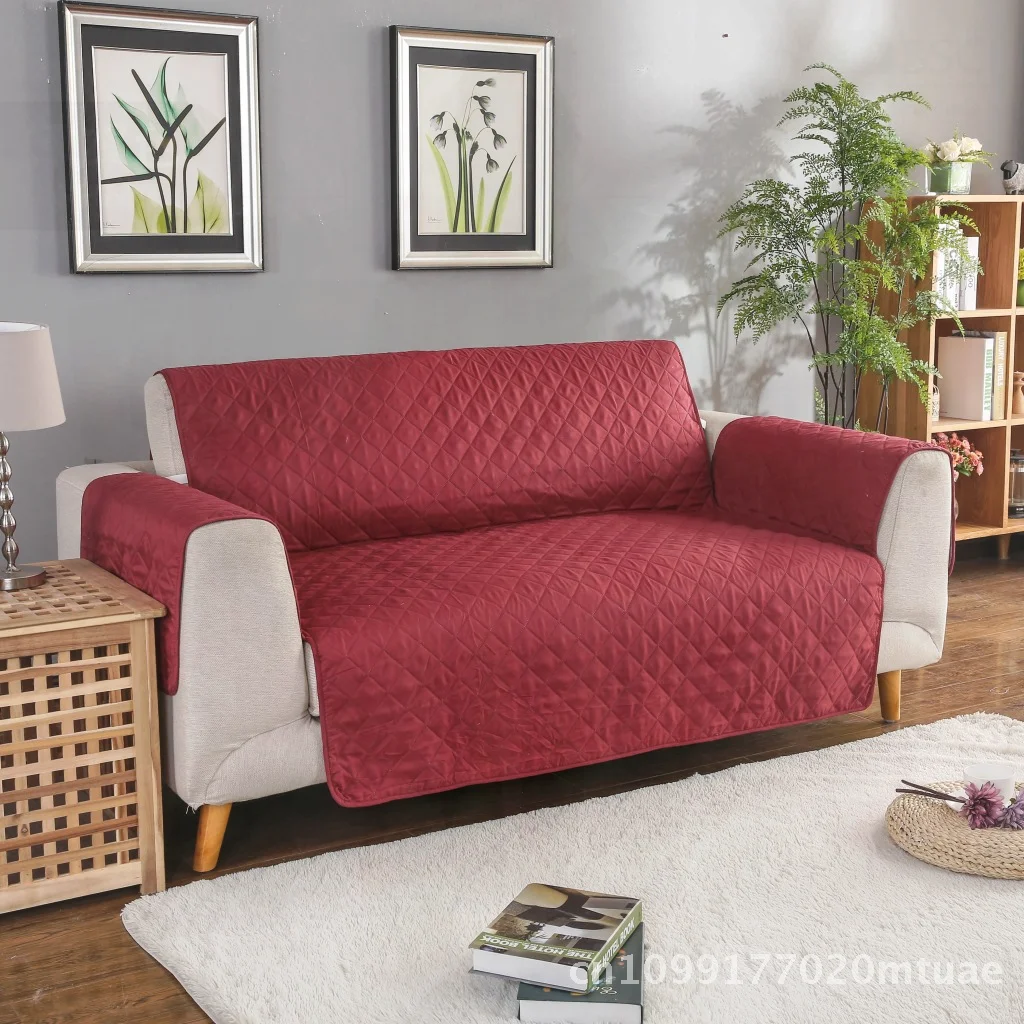 

Universal Quilted Pet Sofa Cushion Four-Season Polyester Fabric One-Piece Sofa Cover in Solid Colors for Two-Seater Sofa
