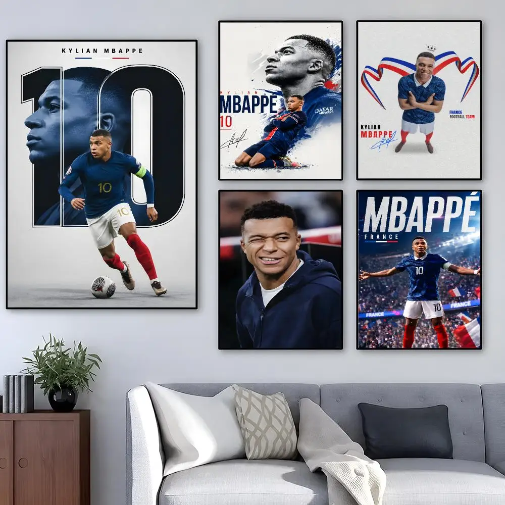 Footballer Kylian Mbappé Poster Pop Wall Art PP Decorative Water-Resistant Print Apartment Dorm Office Room Decor Gift