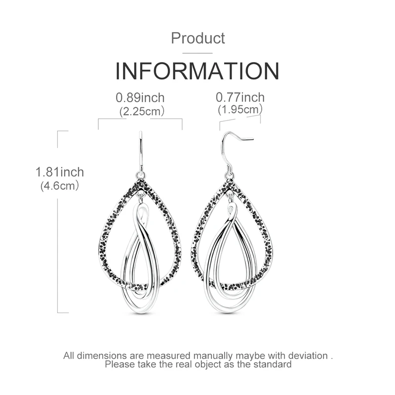 Original 925 Sterling Silver Design Sense Water Droplet Shaped Pendant Ear Hook Earrings For Women Jewelry Gift