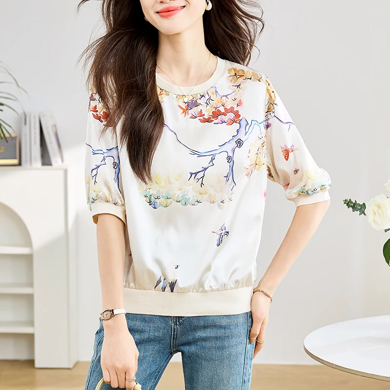 Trendy printing short Sleeve T-shirts for ladies Fashion women Tees 2024 Spring Summer T-shirts Casual Tops