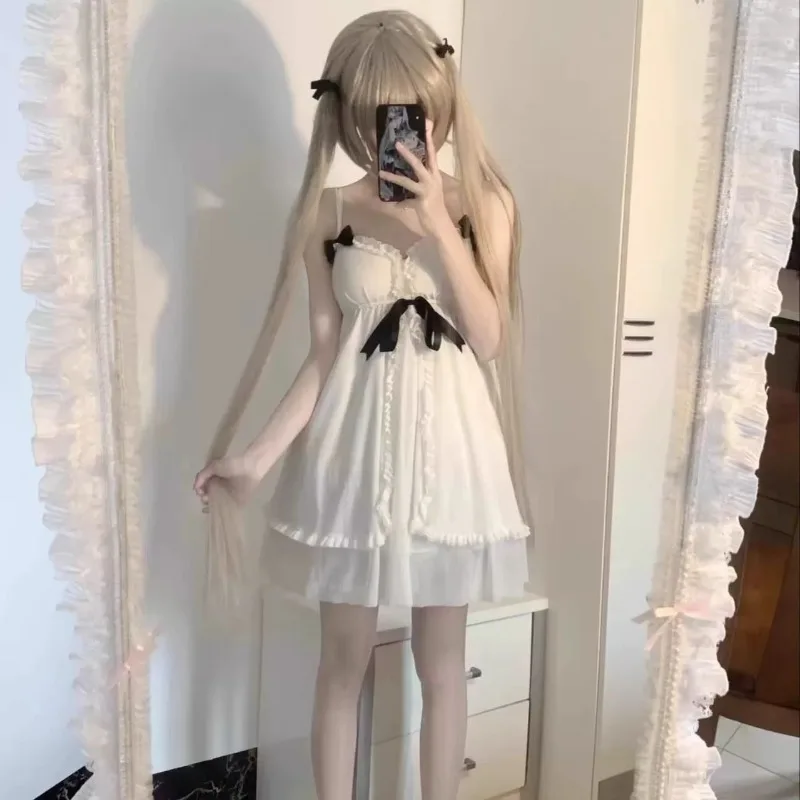 Anime Kasugano Sora Cosplay vestido blanco con tirantes lindos pijamas traje de juego de rol ropa de dormir para mujeres Fiesta Temática de Halloween