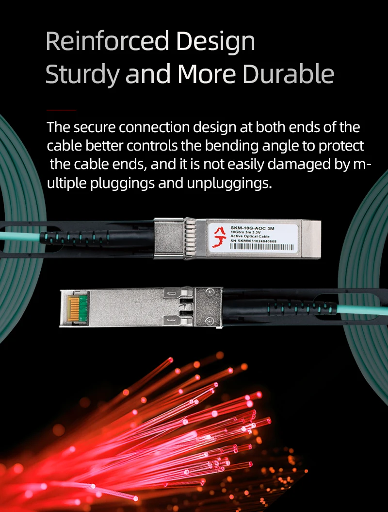 XikeStor 10G AOC Lan-Kabel SFP+ Ethernet-Anschluss, kompatibel mit 2,5G Gigabit Plug and Play 1M/3M/5M breite Kompatibilität – Detail 7